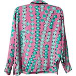 Rare Bessi Silk Blouse Pink & Green Geometric Retro Print Designer Italy Pucci 8 Photo 1