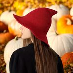 Whimsical Burgundy Witch Hat Lightweight Stylish Knit Construction One Size Photo 3