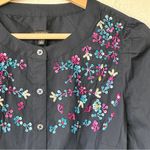 Talbots Navy Blouse sequins beaded Floral Embroidery S Photo 7