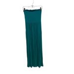 Vanilla Bay  Teal Turquoise Strapless Maxi Dress M/L Pockets Ruched Bodice Photo 4