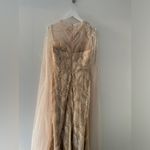 LARA Long Cape Beaded Gown in Champagne/Ivory 6 Tan Photo 8