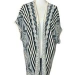 Emory park  Long Fringe Cardigan Sweater Open Front Cream Gray Boho Women’s Large Photo 0