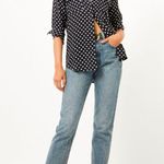 Equipment  Femme Silk Navy and White Polka Dot Shirt Photo 0