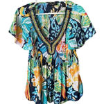 Melissa Paige size PXL tropical beaded smocked boho top. Photo 0