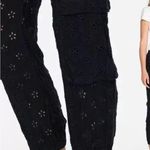 Johnny Was Speir Embroidered Eyelet Jogger Pant Black Medium Photo 0