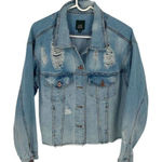 Wild Fable Womens Distressed Long Sleeve Button Denim Jean Jacket Blue Large Photo 0