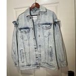 Avec Les Filles  Blue Ruffle Sleeve Oversized Denim Jacket Size XS Photo 1
