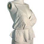 Broderie Anglaise white lacey eyelet plunging neckline cropped tank top large Photo 8