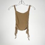 SheIn Cropped Tank Top with Scrunched Sides Size Small Tan Sleeveless Photo 1