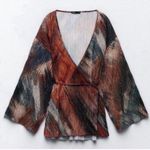 ZARA  Pleated Orange Kimono Top(Size Medium) Photo 0