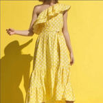 Lisa Marie Hernandez Linen Blend Polka Dot Ruffle Dress Yellow Size XS NWT Photo 7
