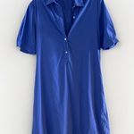 J. McLaughlin  Shirt Dress Size SM Blue Shift Pockets Classic Minimalist Preppy Photo 5