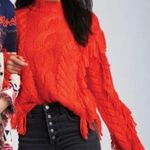 525 America  Orange Acrylic Fringe Sweater Size L Photo 1