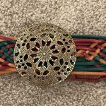 Hollister Y2K Boho 100% Leather Multicolored Braided Belt Brass Buckle, XS/S Photo 1