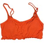 Aerie Orange Textured Lettuce Hem Scoop Bikini Swim Top Crop Bra L Photo 0