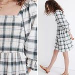 Madewell NEW  Lucie Elbow-Sleeve Smocked Mini Dress in Lebaum‎ Plaid, L Photo 2