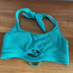 Shade & Shore Women’s Blue Textured Bikini Top Cutout Detail Tie Back Size XL Photo 0