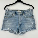AGOLDE Distressed Denim Jean Shorts Parker Cut Off Frayed Hem Button Blue 26 Photo 5