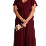 Birdy Grey Hannah Empire A Line Dress XXL Cabernet Red Solid Lined Maxi New Photo 15