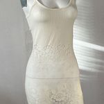 easel  Anthropologie ivory ribbed knit crochet floral lace slip mini dress small Photo 8
