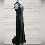 Burberry Green Silk Ruched Evening Gown Cutout Neckline Grecian Made in Italy Photo 2