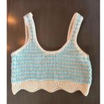 LA Hearts  Womens Crop Top Sz Small Blue & Cream Crochet Tank Photo 1