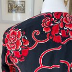 Vintage 80s Gloria Sachs Bergdorf Goodman Silk Red Floral Blazer 8 Black Photo 3