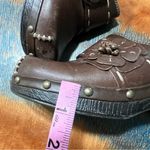 Bongo Vintage Allie Dark Brown Leather Clogs Floral Accents platform size 6 90s Photo 6