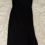 Dress the Population New  Alana black ruched midi dress with slit size L Photo 0