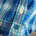 Tommy Hilfiger  Blue Plaid Double Layer Contrasting Cotton Shirt Women Large Photo 2