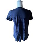 Michael Kors  Navy Blue Lace-Up Criss Cross Front Blouse Women's Size M‎ Photo 2