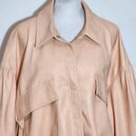 7 For All Mankind  Peach Faux Leather Oversized Bomber Jacket Size Large Photo 2