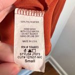 Pearl Round Neck Long Sleeve Blouse Orange Faux Button Back Photo 10