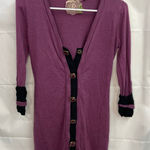 Twelve by Twelve Los Angeles women's purple black jeweled button vneck sweater S Photo 0