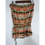 Weavers Boho Crochet Trim Printed Peplum Tube Top Rust Olive‎ Size XL NWT Photo 5