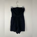 Abercrombie & Fitch  Emerson Ruched Strapless Romper Black Pockets Women’s Sz S Photo 1