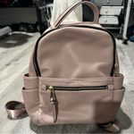 Pale Pink Rose Mini Backpack Bag Faux Leather Adjustable Strap Zipper Pockets Photo 6
