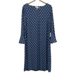 Chico's  Navy Blue Polka Dot‎ Flared Sleeve Sheath Dress Size 3/XL/16 New Photo 2