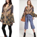 Free People  Bell Sleeves Tunic with Mandarin Collar Magic Mystery Printed M Photo 2