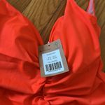 NWT Boden Ruched V neck low back one piece swimsuit red 4 vacation orange Photo 2