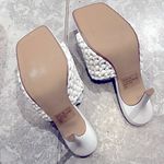 AQUA  Padded Woven Katy Square Toe Stiletto Heeled Sandals in White, Size 10 NEW Photo 5
