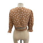 Tularosa Nanette Blouse Latte Beige Polka Dot Crop Tie Wrap Size Medium Photo 11