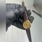 Vintage Gold U.S.A Coin Quartz Watch with Brown Leather Strap Photo 4
