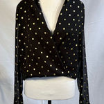 Lovers + Friends  Black Gold Metallic Polka Dot Sheer Whisper Top Sz S💚 Photo 0