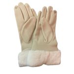 Women’s Beige Thermal Winter Gloves Faux Fur Cuff Touchscreen Compatible Photo 0