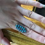 Natural Sleeping Beauty Turquoise Sterling Silver Cocktail Ring Size 7.75 Photo 2