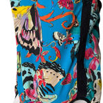 Nicole Miller Butterfly Print Top Size M Asymmetrical Hem Colorful Eclectic Black Size M Photo 4