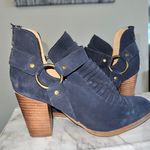 Seychelles Navy Blue Leather Impossible Western Style Ankle Booties Photo 0