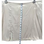 Revolve Mother Of All Mini Skirt Womens XL Beige Berri Luxe Silk Slit Edgy Mod Photo 5