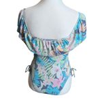 Tinibikini Swimwear Tropical Floral Ruffle Scallop One Piece Swimsuit XS Photo 3